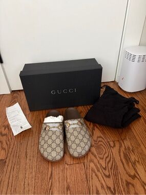 Gucci Brown GG Supreme Horsebit Slip-On Loafers - BRAND NEW